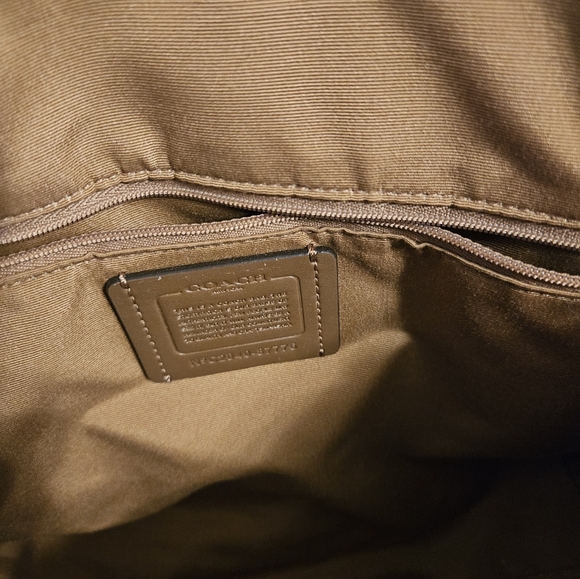 Coach Ava Chain Tote in Canvas Kahki n Chark with Gold Hardware matching pouch - Picture 11 of 12